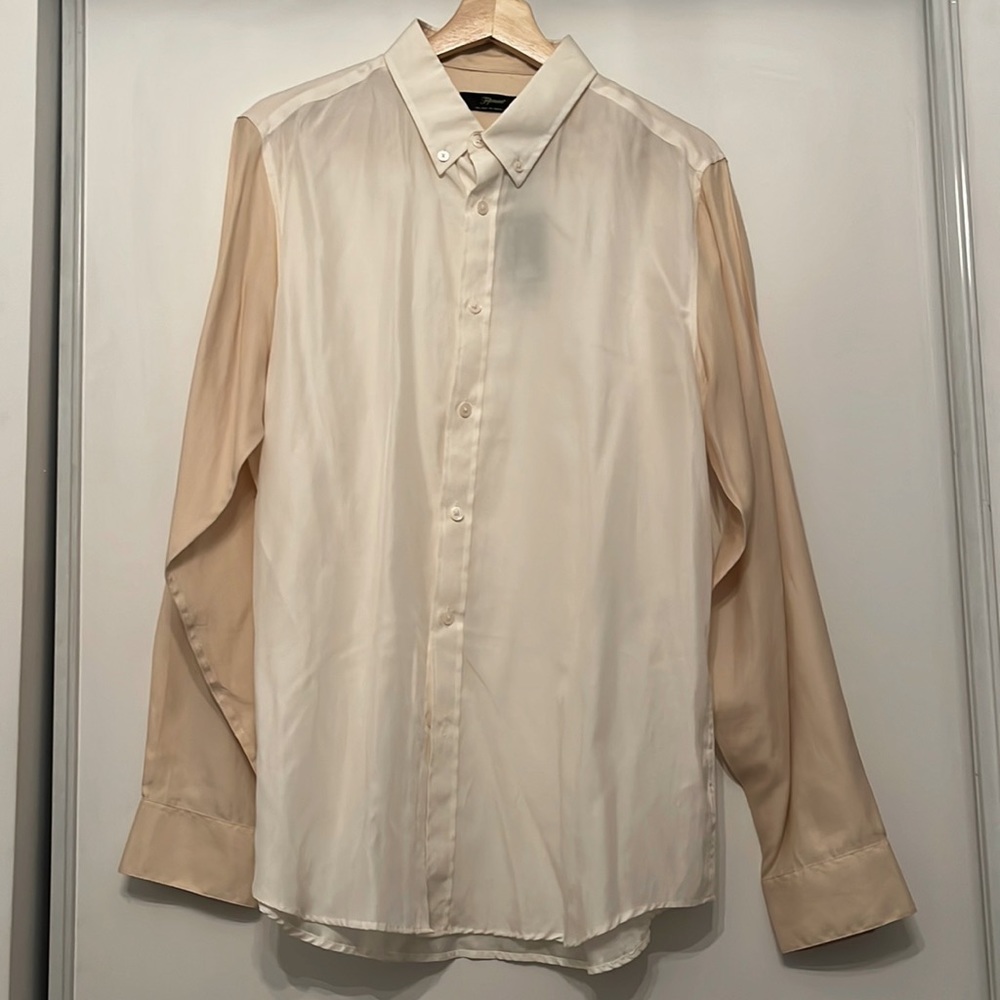 Topman cream white silk button down shirt